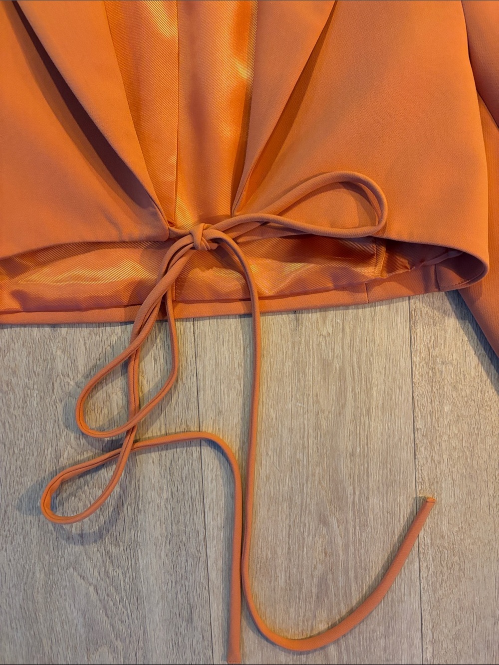Zara Orange Cropped Tie-Front Blazer - Picture 2 of 5